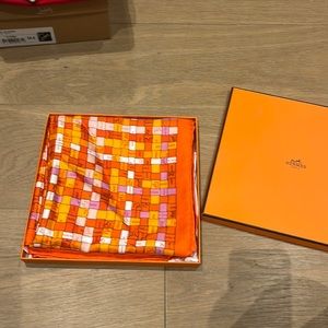 Hermes BN Bolduc Orange Silk Scarf